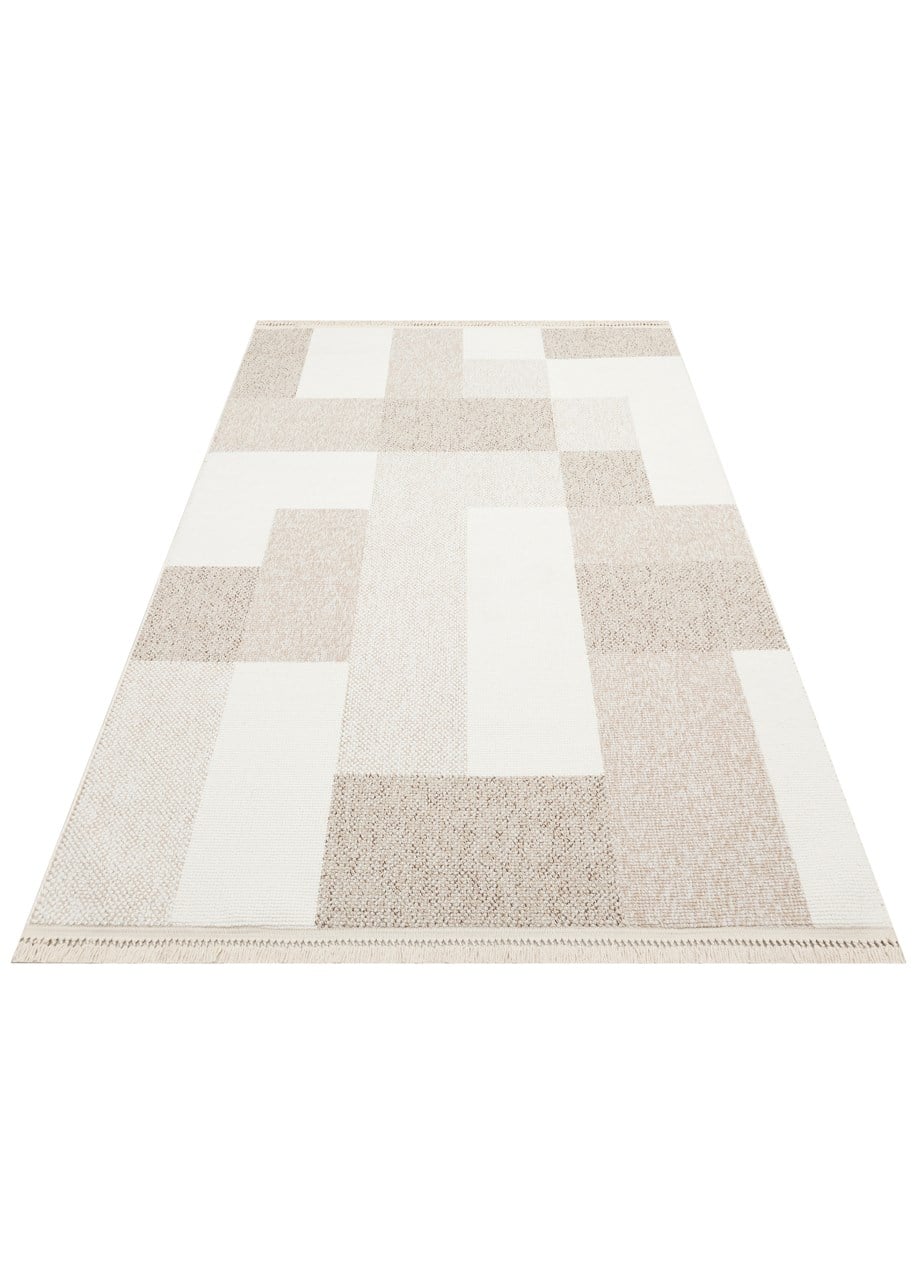 OSLO OSL 07 BEIGE Hav Vermeyen İpler ile Üretilen Yumuşak Tuşeli Örgü Dokuma Modern Makine Halısı