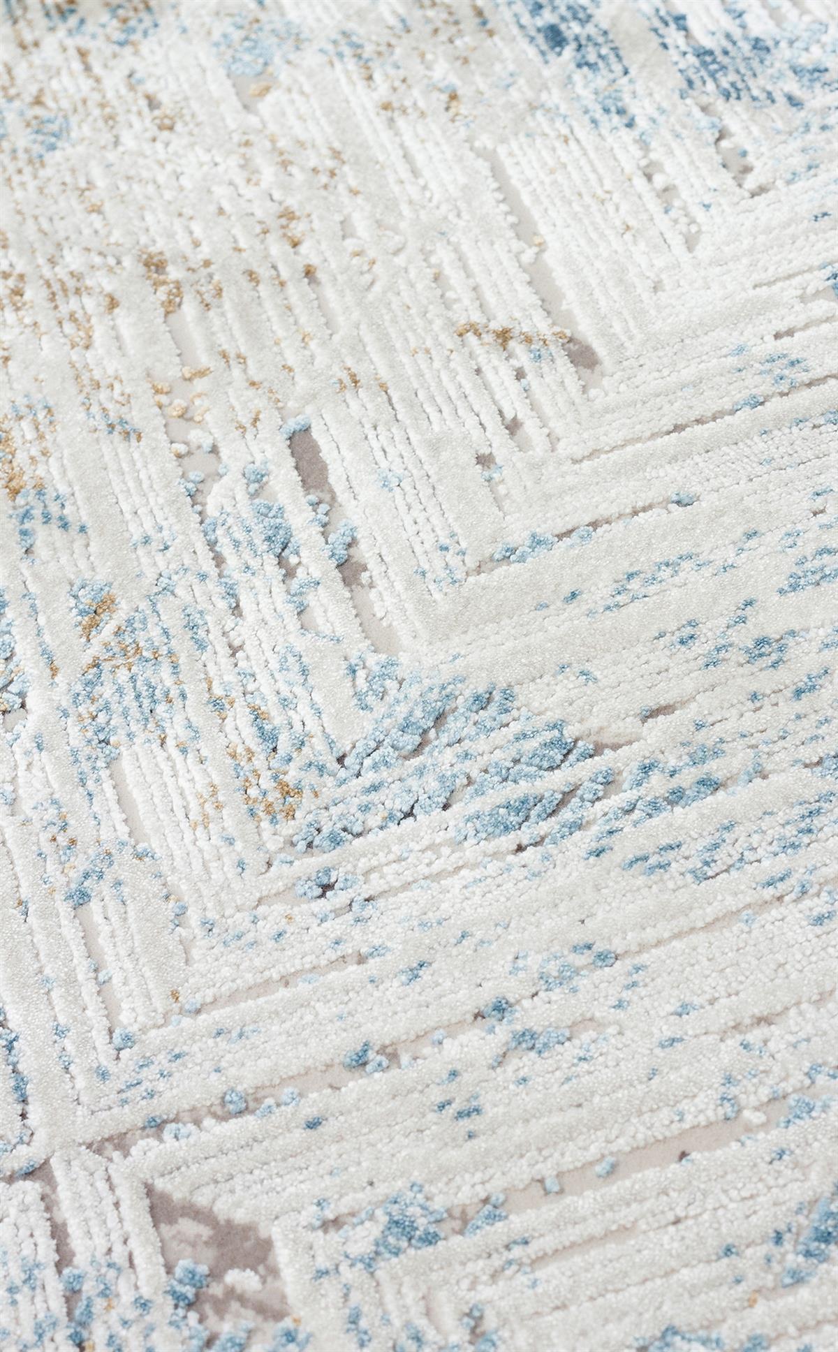 PALMIRA PLM 03 CREAM BLUE Yüksek Kaliteli Sık Dokuma Modern Salon Halısı