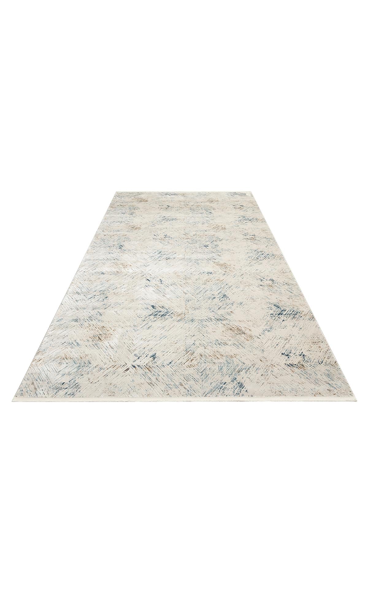 PALMIRA PLM 03 CREAM BLUE Yüksek Kaliteli Sık Dokuma Modern Salon Halısı