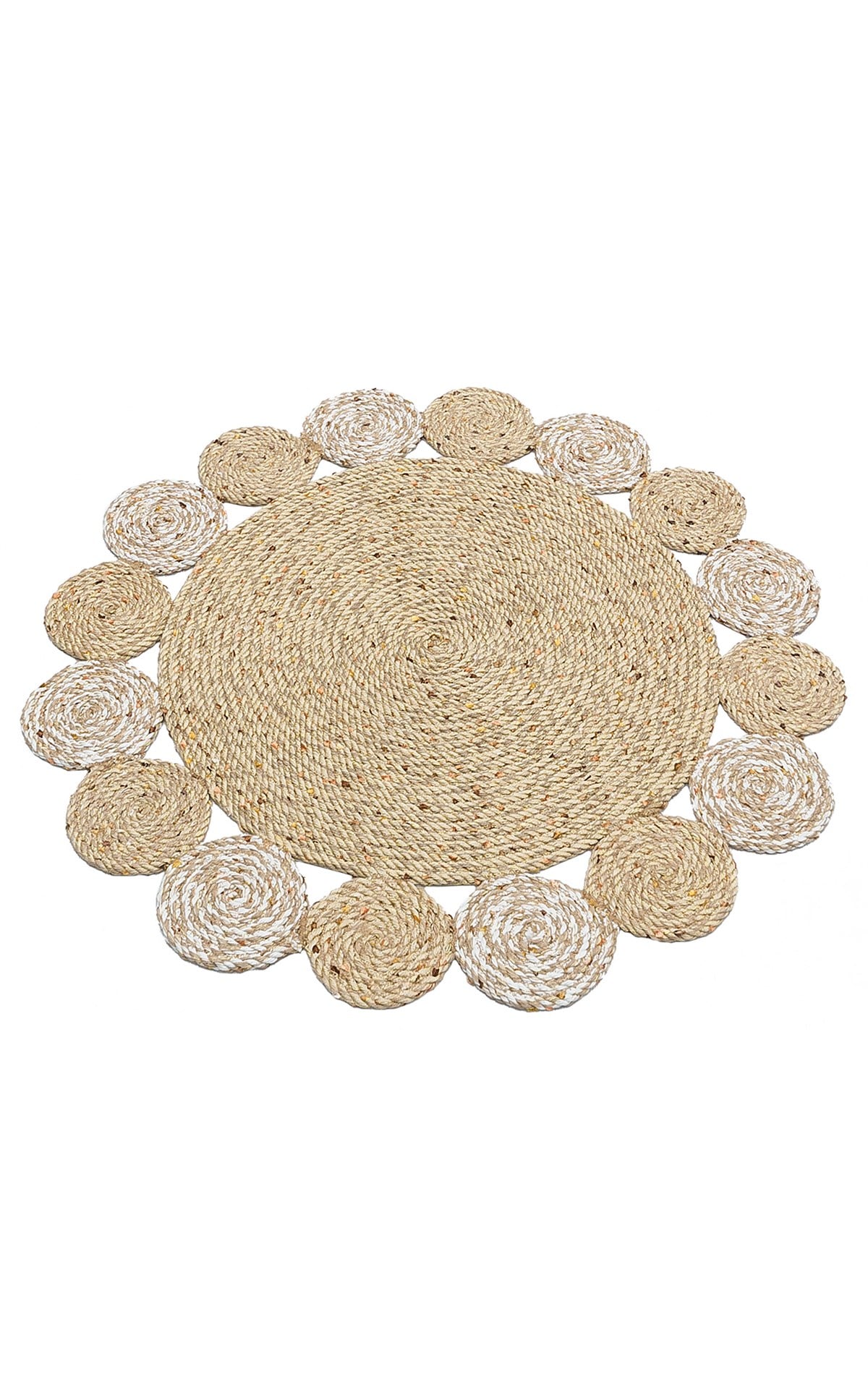 PATNA PTN 03 NATURAL WHITE Jüt Hasır Görünümlü Hav Toz Vermez Örgü Halı