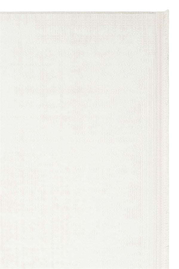 PERA PERA 01 WHITE Yıkanabilir Modern Desenli Kaymaz Tabanlı Akrilik Makine Halısı