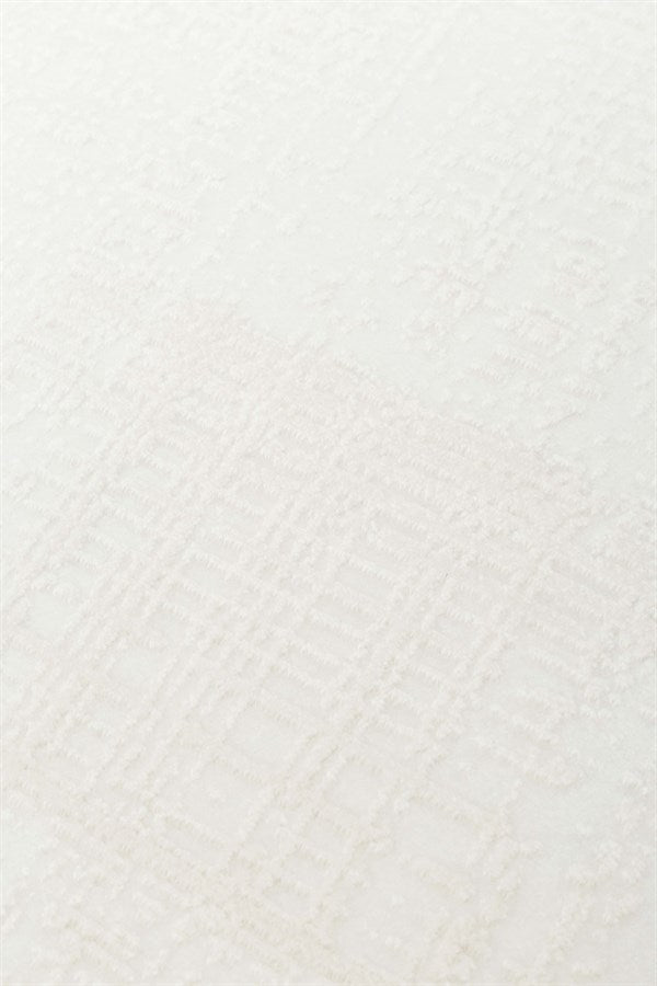 PERA PERA 01 WHITE Yıkanabilir Modern Desenli Kaymaz Tabanlı Akrilik Makine Halısı