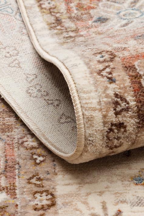 PIETRA PTA 22 CREAM BROWN Sıcak Renk Tonlu Etnik Desenli Yumuşak Dokulu Makine Halısı