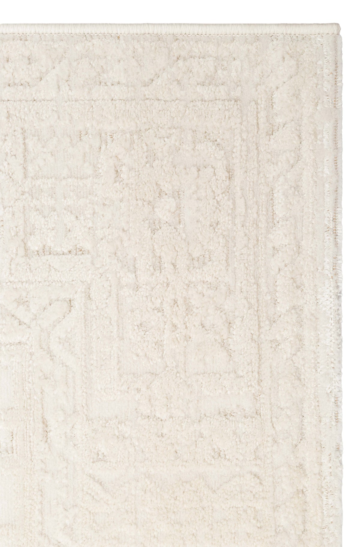 RIVERA RVR 02 WHITE Modern ve Klasik Desenli Yüksek Alçak Çift Boyutlu Dokumaya Sahip Yumuşak Tuşeli Makine Halısı