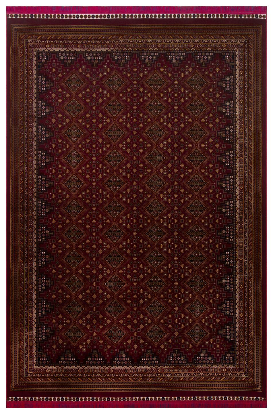 SATEEN AFGHAN SFG 01 RED Yıkanabilir Afgan Desenli Hav Toz Vermeyen Kaymaz Tabanlı Sık Dokuma Halı