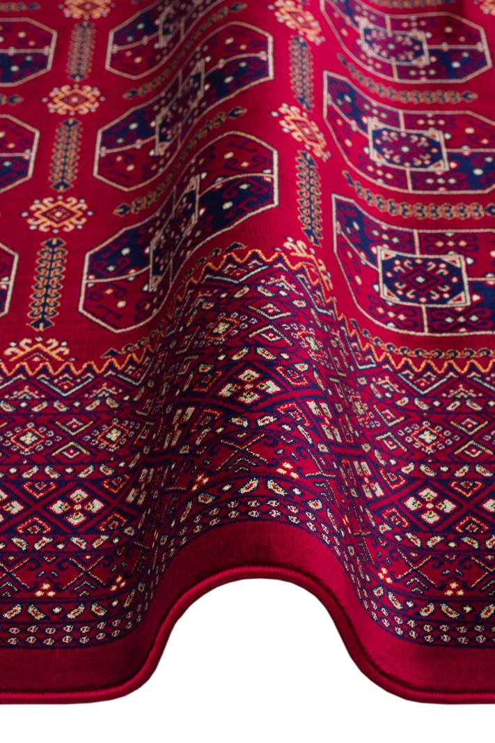 SATEEN AFGHAN SFG 02 RED Yıkanabilir Afgan Desenli Hav Toz Vermeyen Kaymaz Tabanlı Sık Dokuma Halı