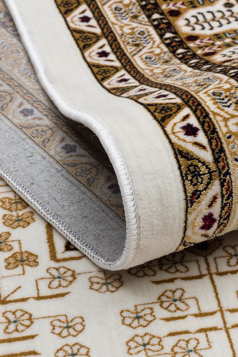 SATEEN AFGHAN SFG 03 BEIGE Yıkanabilir Afgan Desenli Hav Toz Vermeyen Kaymaz Tabanlı Sık Dokuma Halı