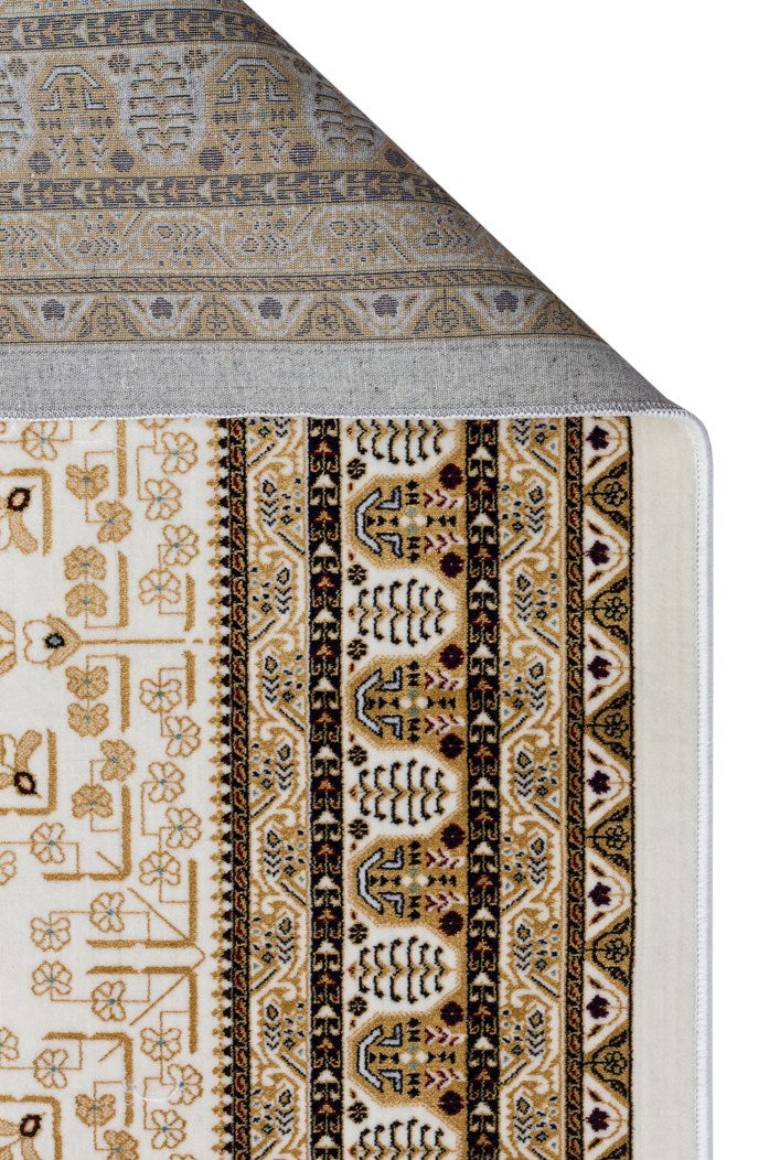 SATEEN AFGHAN SFG 03 BEIGE Yıkanabilir Afgan Desenli Hav Toz Vermeyen Kaymaz Tabanlı Sık Dokuma Halı