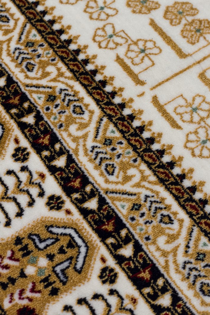 SATEEN AFGHAN SFG 03 BEIGE Yıkanabilir Afgan Desenli Hav Toz Vermeyen Kaymaz Tabanlı Sık Dokuma Halı