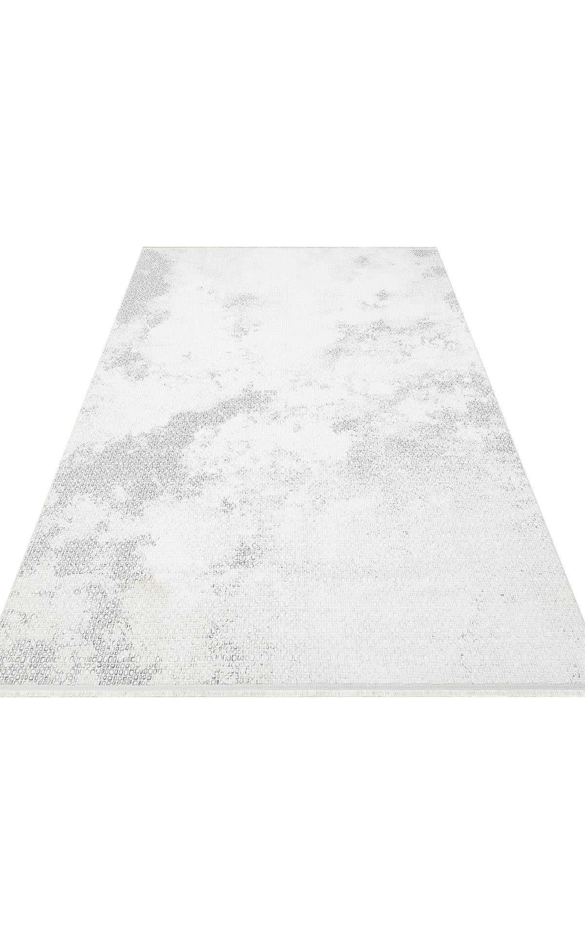 SATEEN ST 108 CREAM GREY Yıkanabilir Kaymaz Tabanlı Hav Vermez Sık Dokuma Modern Halı