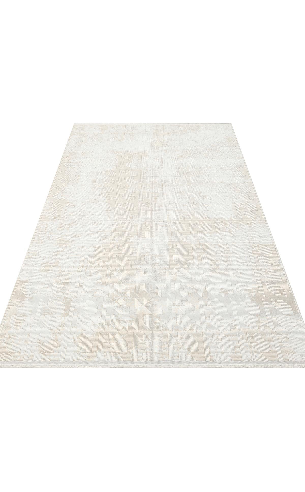 SATEEN ST 109 CREAM BEIGE Yıkanabilir Kaymaz Tabanlı Hav Vermez Sık Dokuma Modern Halı