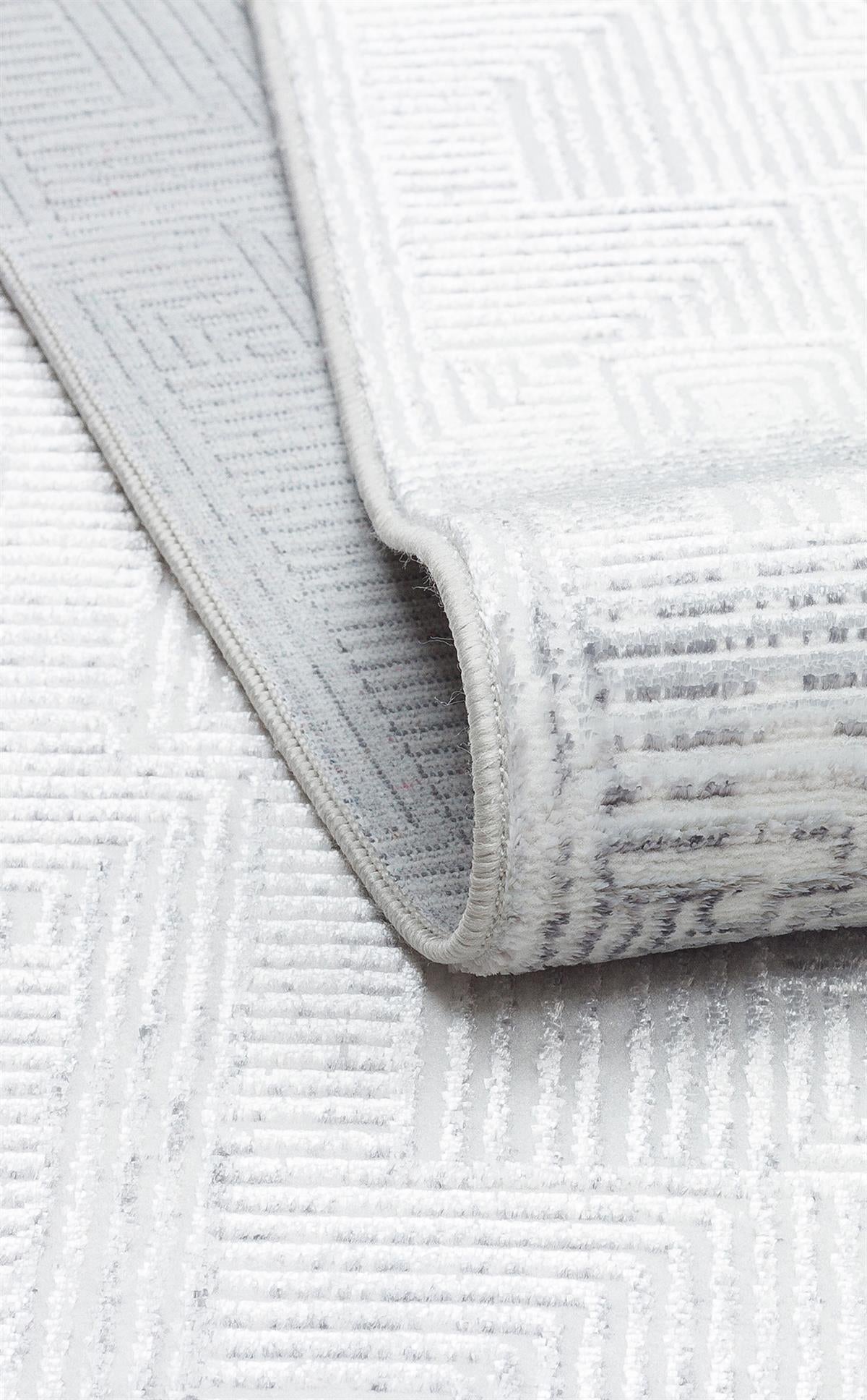 SATEEN ST 109 CREAM GREY Yıkanabilir Kaymaz Tabanlı Hav Vermez Sık Dokuma Modern Halı