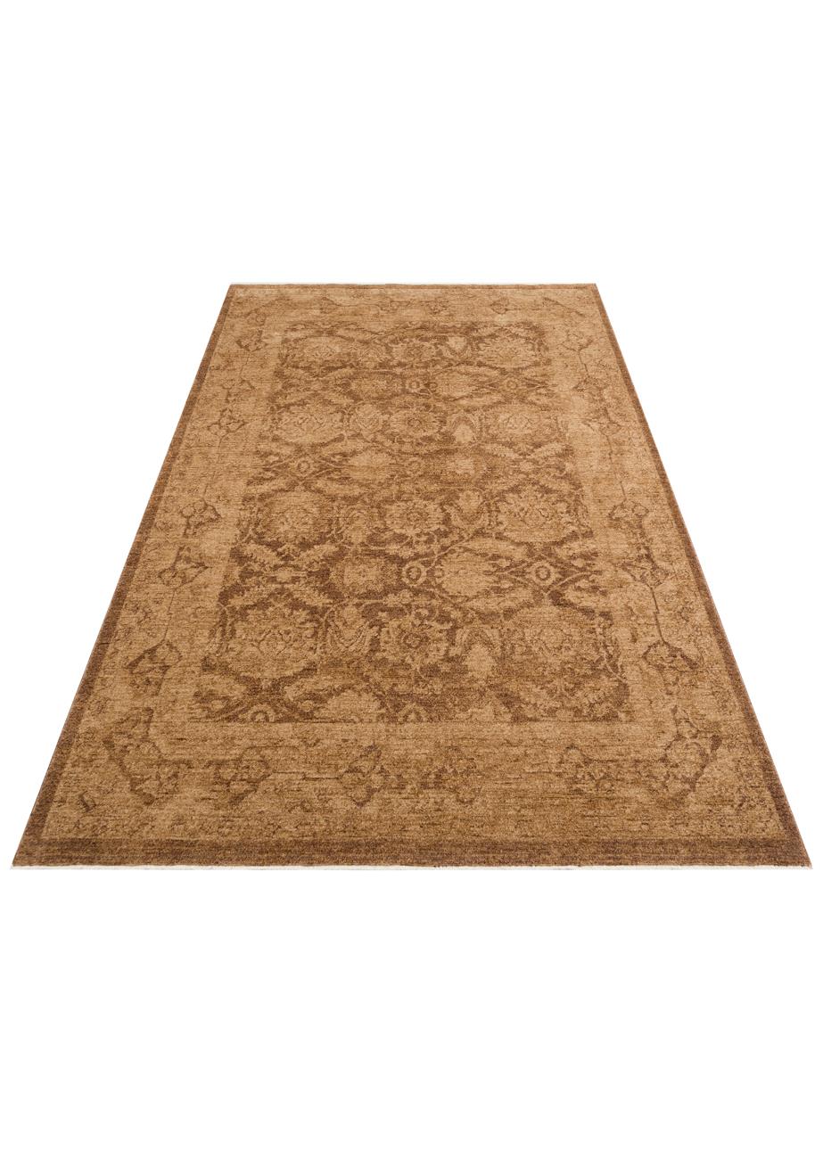 SHIRAZ SHR 01 BEIGE Vintage Eskitme Desenli Modern Yumuşak Dokulu Makine Halısı