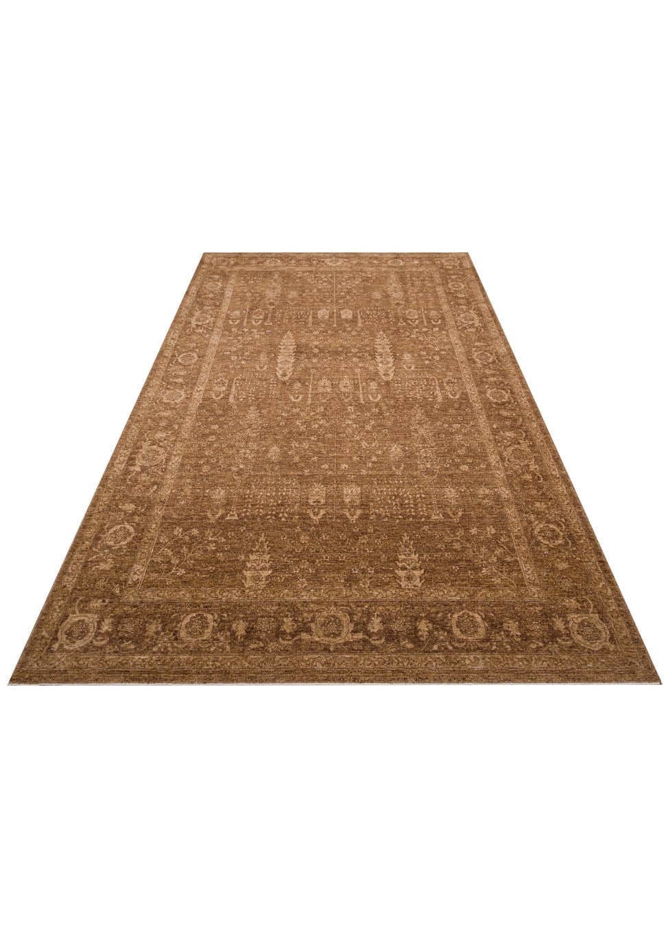 SHIRAZ SHR 03 BEIGE Vintage Eskitme Desenli Modern Yumuşak Dokulu Makine Halısı