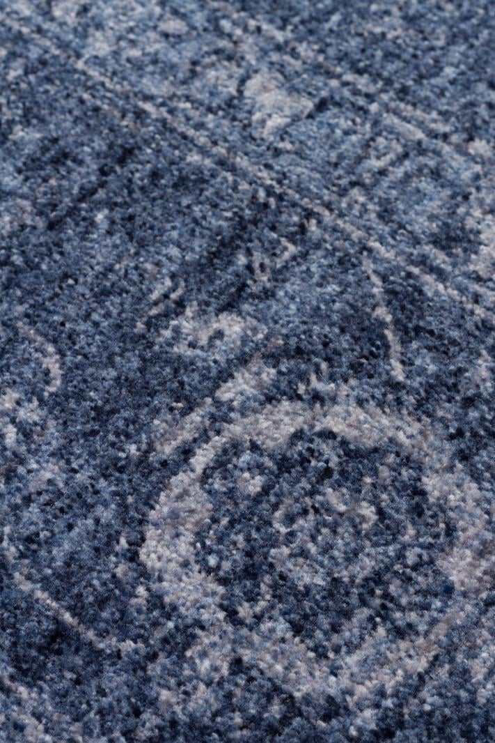 SHIRAZ SHR 03 NAVY Vintage Eskitme Desenli Modern Yumuşak Dokulu Makine Halısı