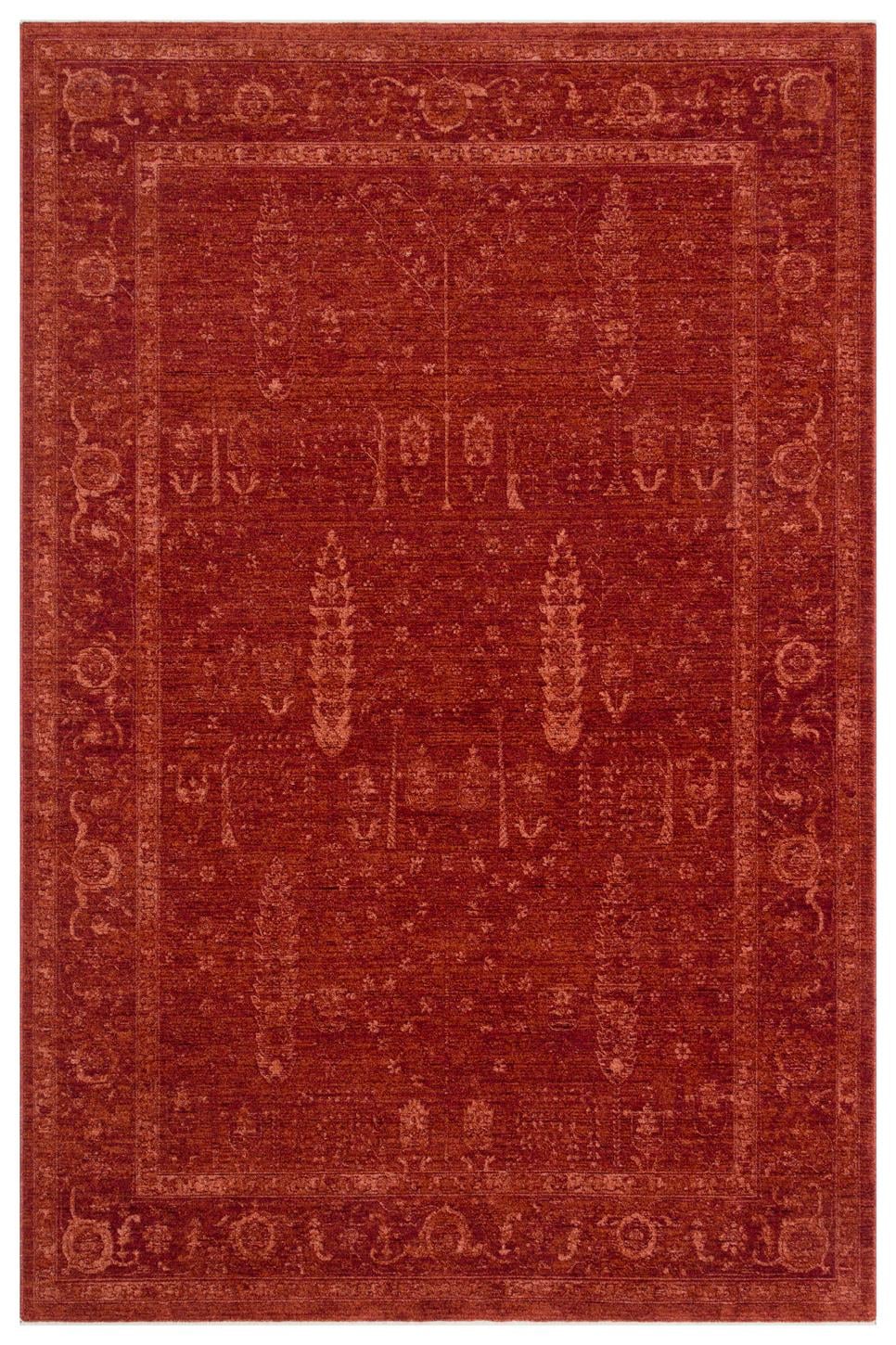 SHIRAZ SHR 03 RED Vintage Eskitme Desenli Modern Yumuşak Dokulu Makine Halısı