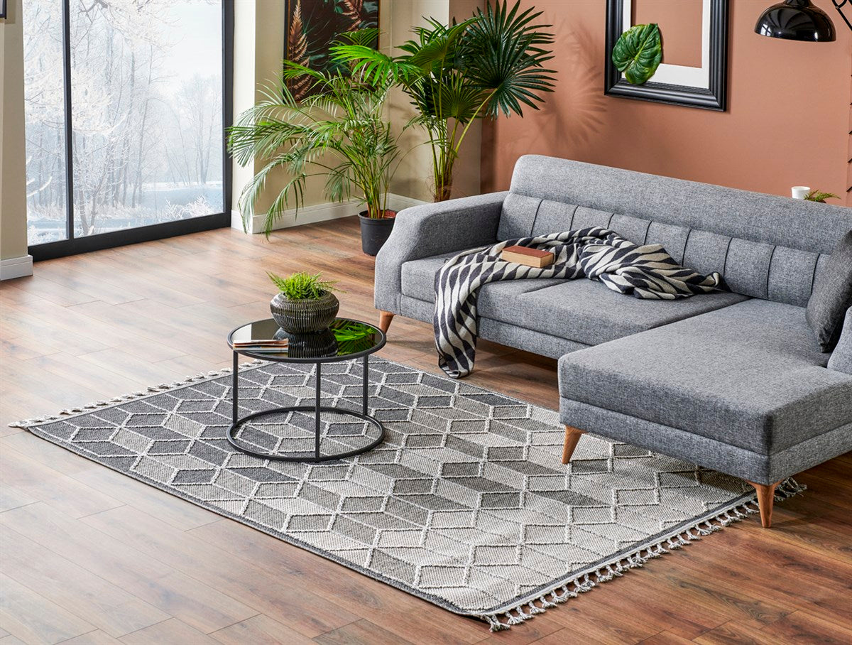 SOHO SH 03 GREY Hav Toz Vermez Hasır Dokuma Modern Makine Halısı