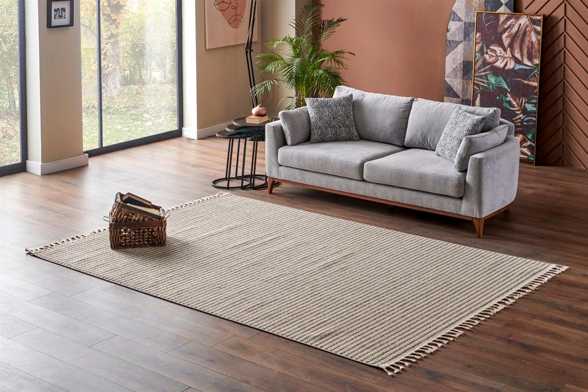 SOHO SH 17 BEIGE IVORY Hav Toz Vermez Hasır Dokuma Modern Makine Halısı