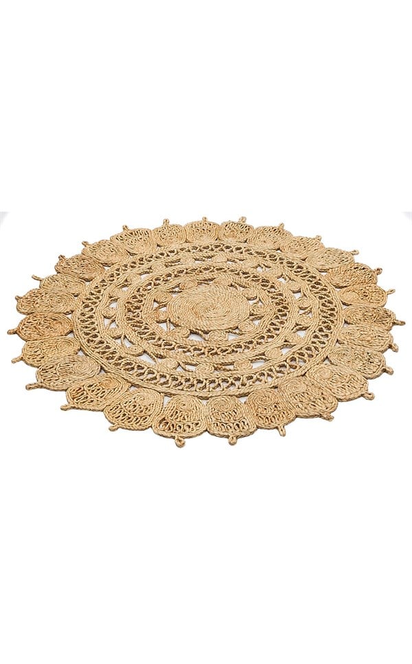 SOLO CA-108 NATURAL XW Yuvarlak veya Oval El Dokuma Naturel Jüt Hasır Halı