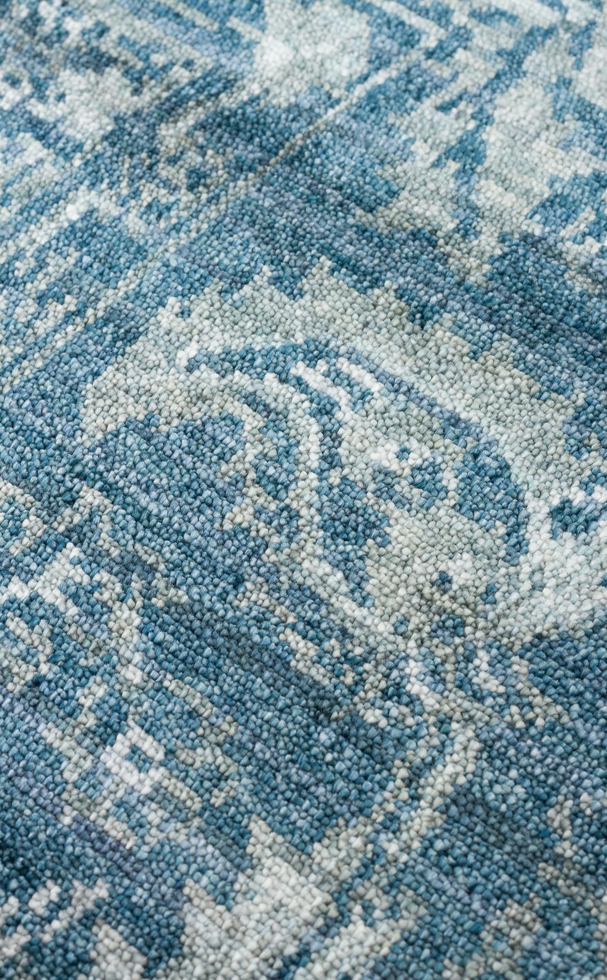 TAFTAN TF 02 NAVY Pakistan Overdyed Tarzı Özel Hav Vermeyen ve El Emeği ile Özel Tezgahlarda Üretilen Uşak Halısı