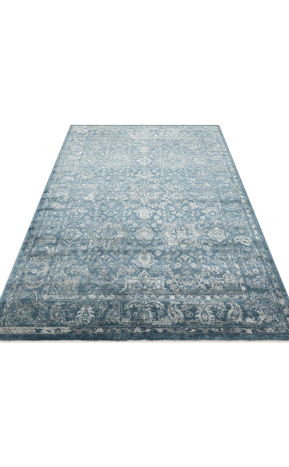 TAFTAN TF 02 NAVY Pakistan Overdyed Tarzı Özel Hav Vermeyen ve El Emeği ile Özel Tezgahlarda Üretilen Uşak Halısı