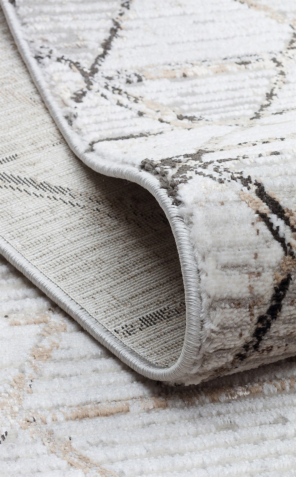 TALYA TLY 01 GREY BEIGE Parlak Dokulu Modern Desen ve Renkli Metalik Işıltılı Makine Halısı