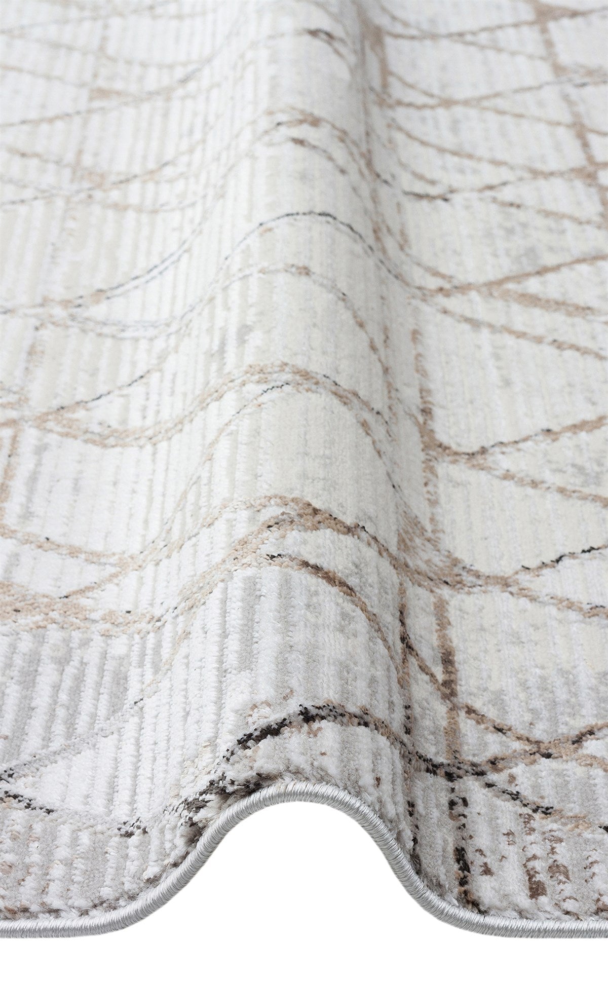 TALYA TLY 01 GREY BEIGE Parlak Dokulu Modern Desen ve Renkli Metalik Işıltılı Makine Halısı