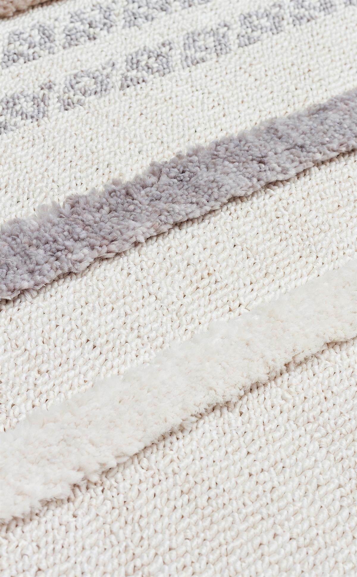 TERAZZO TRZ 01 WHITE GREY Hav Toz Vermez Yumuşak Dokulu Etnik Örgü Desenlere Sahip Modern İskindinav Halı