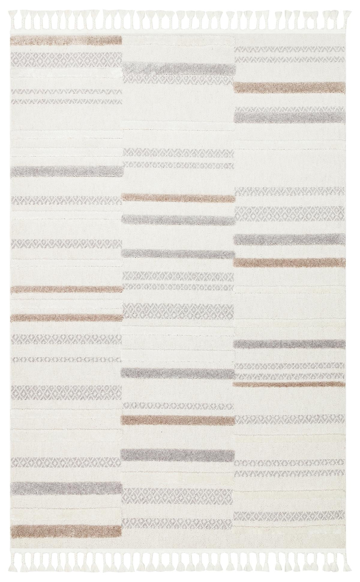 TERAZZO TRZ 01 WHITE GREY Hav Toz Vermez Yumuşak Dokulu Etnik Örgü Desenlere Sahip Modern İskindinav Halı