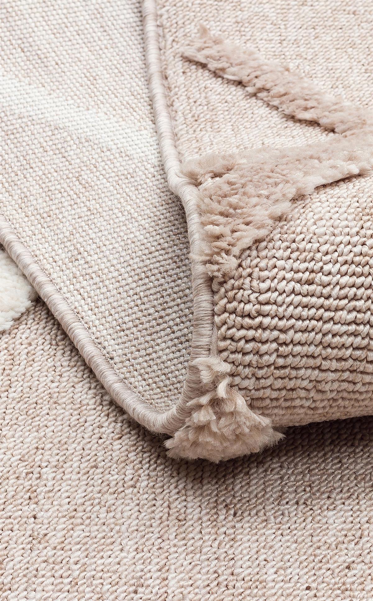 TERAZZO TRZ 03 BEIGE WHITE Hav Toz Vermez Yumuşak Dokulu Etnik Örgü Desenlere Sahip Modern İskindinav Halı