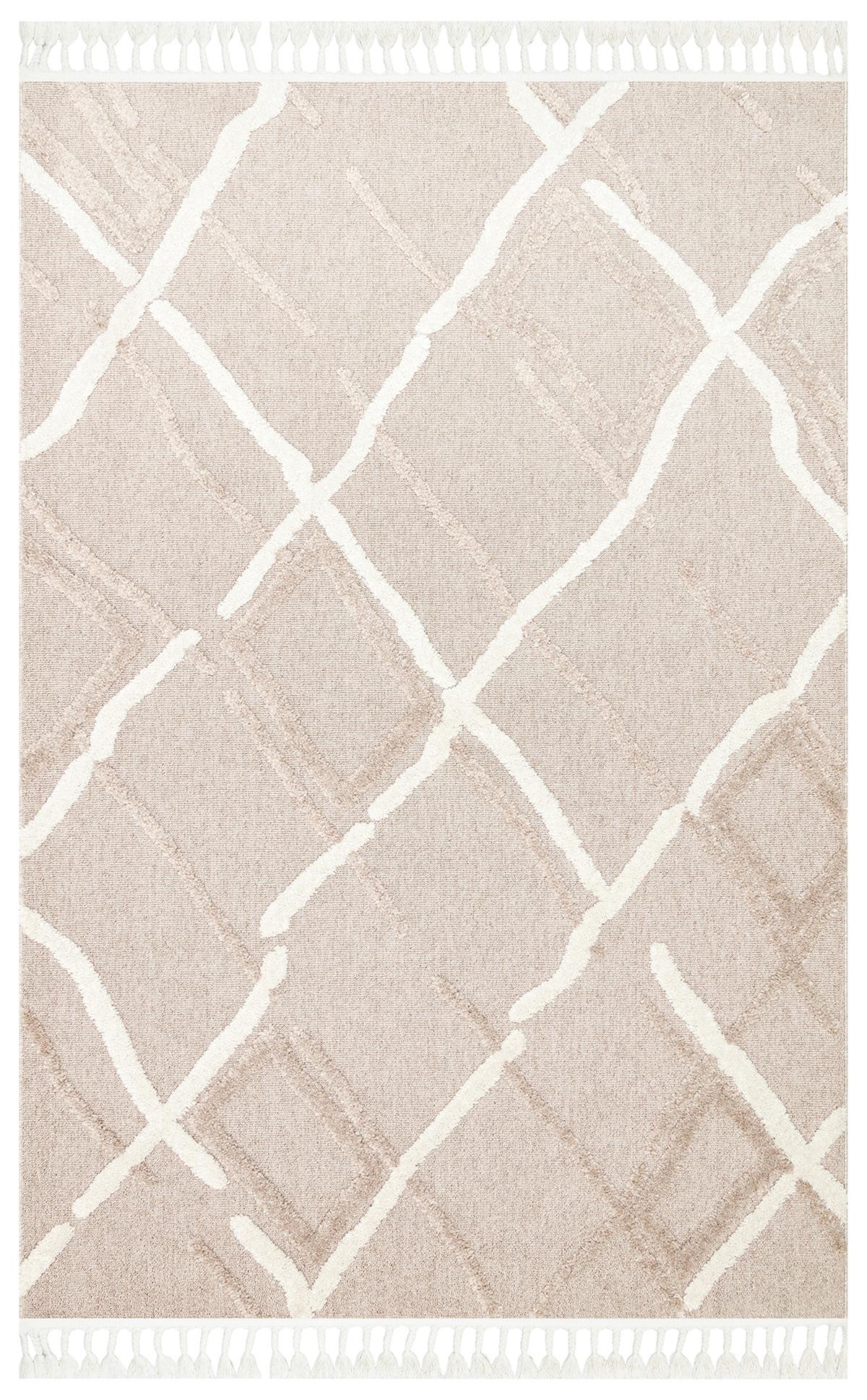 TERAZZO TRZ 03 BEIGE WHITE Hav Toz Vermez Yumuşak Dokulu Etnik Örgü Desenlere Sahip Modern İskindinav Halı