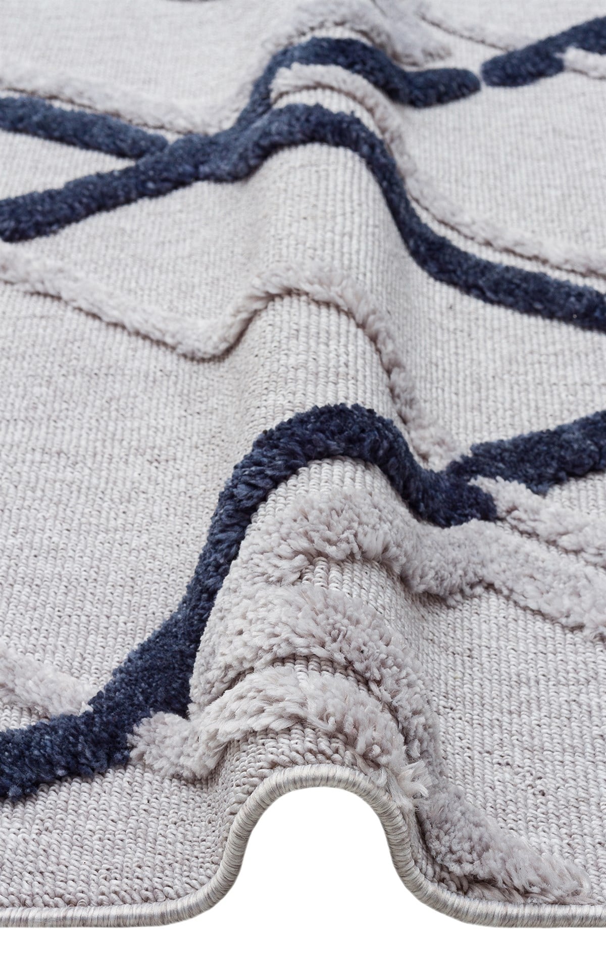 TERAZZO TRZ 03 GREY NAVY Hav Toz Vermez Yumuşak Dokulu Etnik Örgü Desenlere Sahip Modern İskindinav Halı