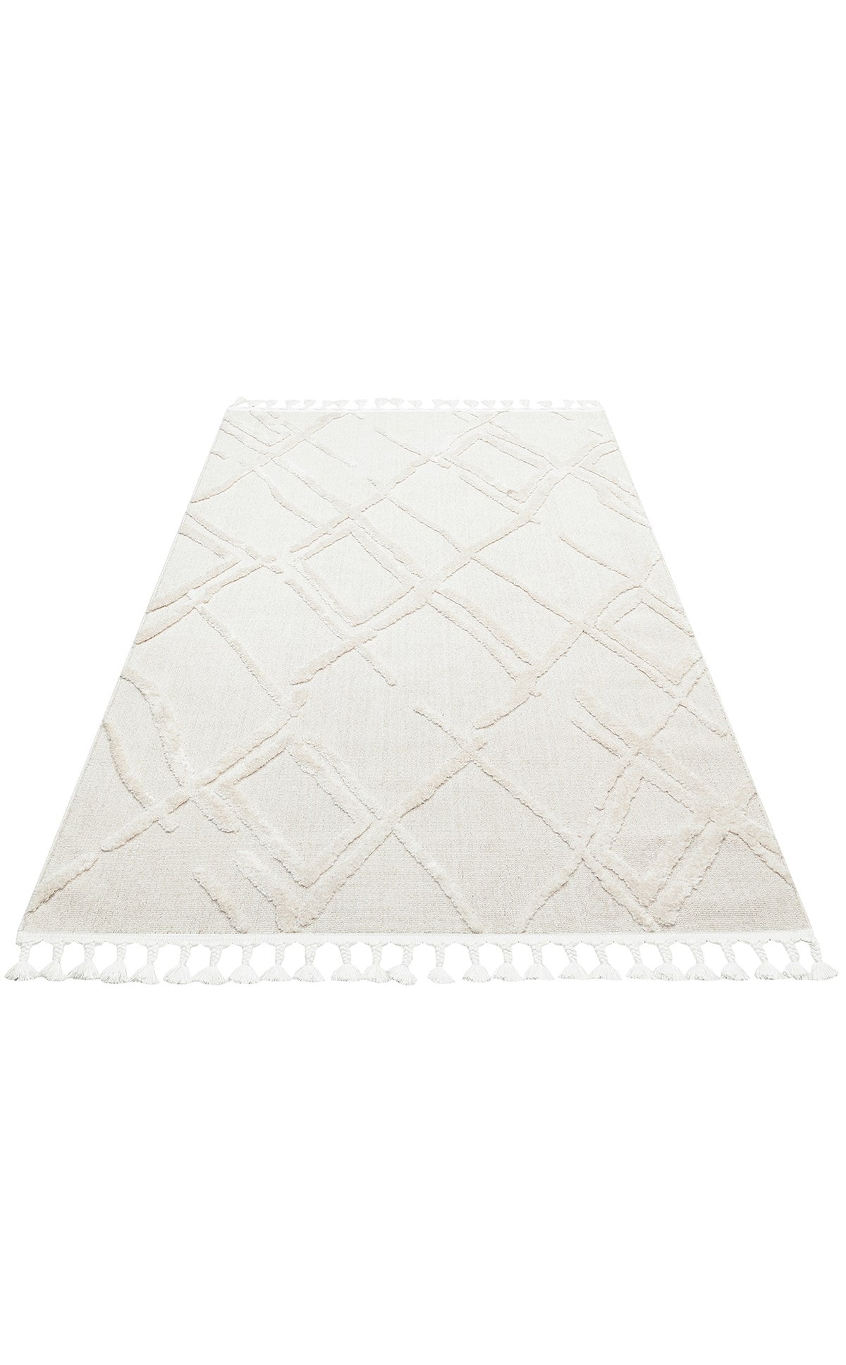 TERAZZO TRZ 03 WHITE Hav Toz Vermez Yumuşak Dokulu Etnik Örgü Desenlere Sahip Modern İskindinav Halı