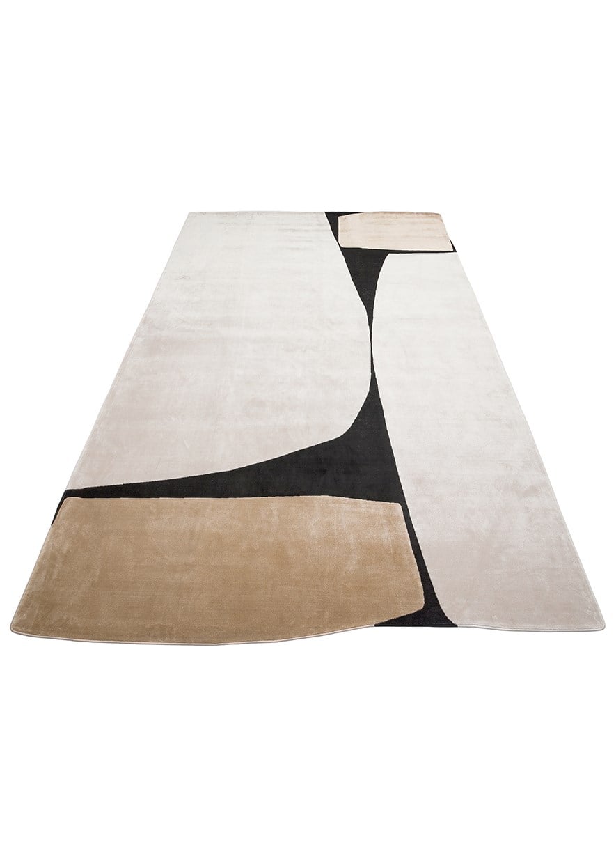 UTOPIA UTP 09 CREAM GOLD BLACK Amorf Tasarımlı Modern Viskon Halı