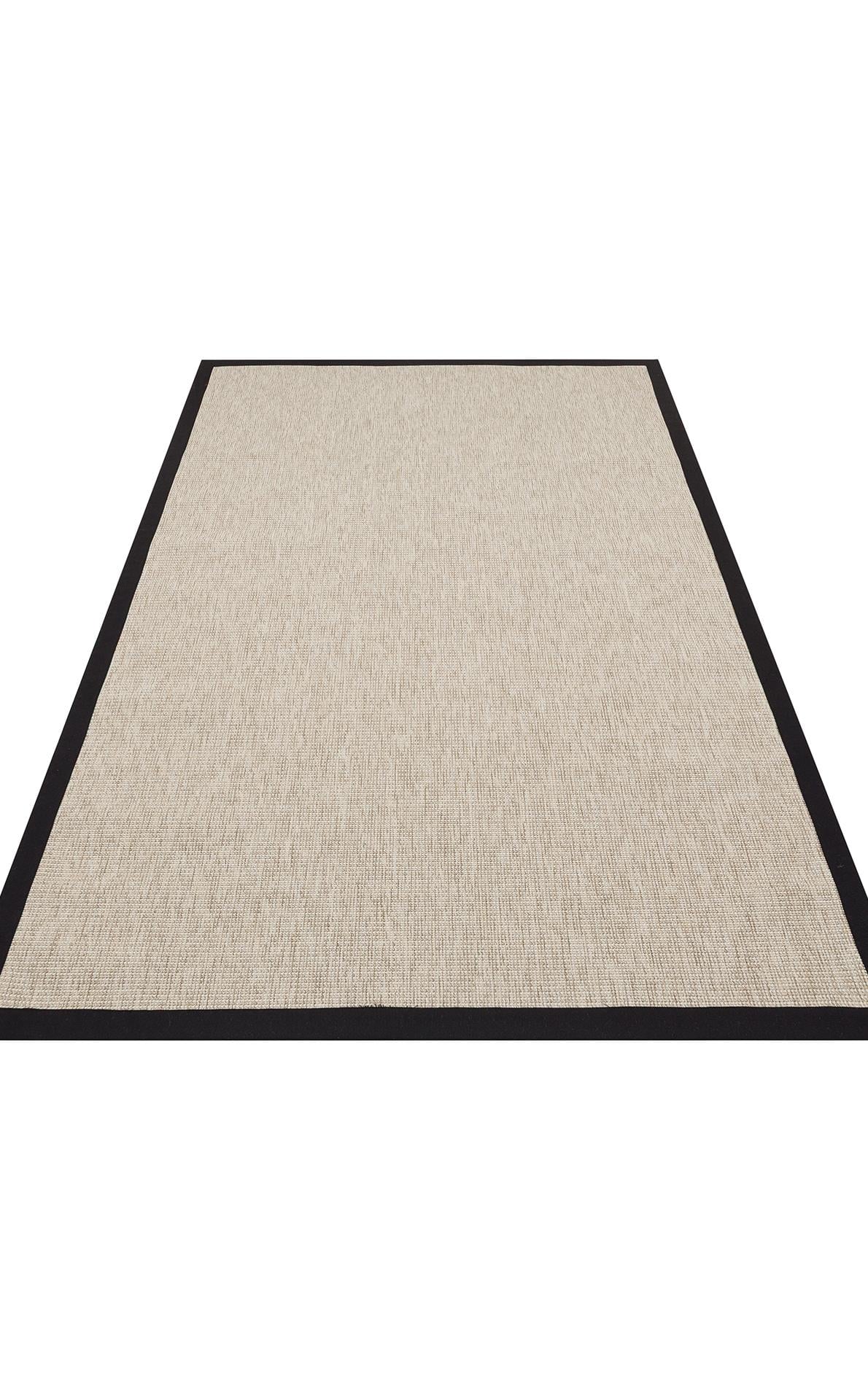 VENTURA VNT 2703 L.BEIGE BRD BLACK İç ve Dış Mekan Kullanımına Uygun Hav Vermeyen Kolay Temizlenebilir Sisal Görünümlü Halı