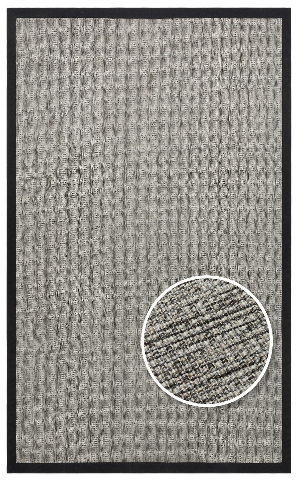 VENTURA SISAL VNT 2705 GREY BRD BLACK İç ve Dış Mekan Kullanımına Uygun Hav Vermeyen Kolay Temizlenebilir Sisal Görünümlü Halı
