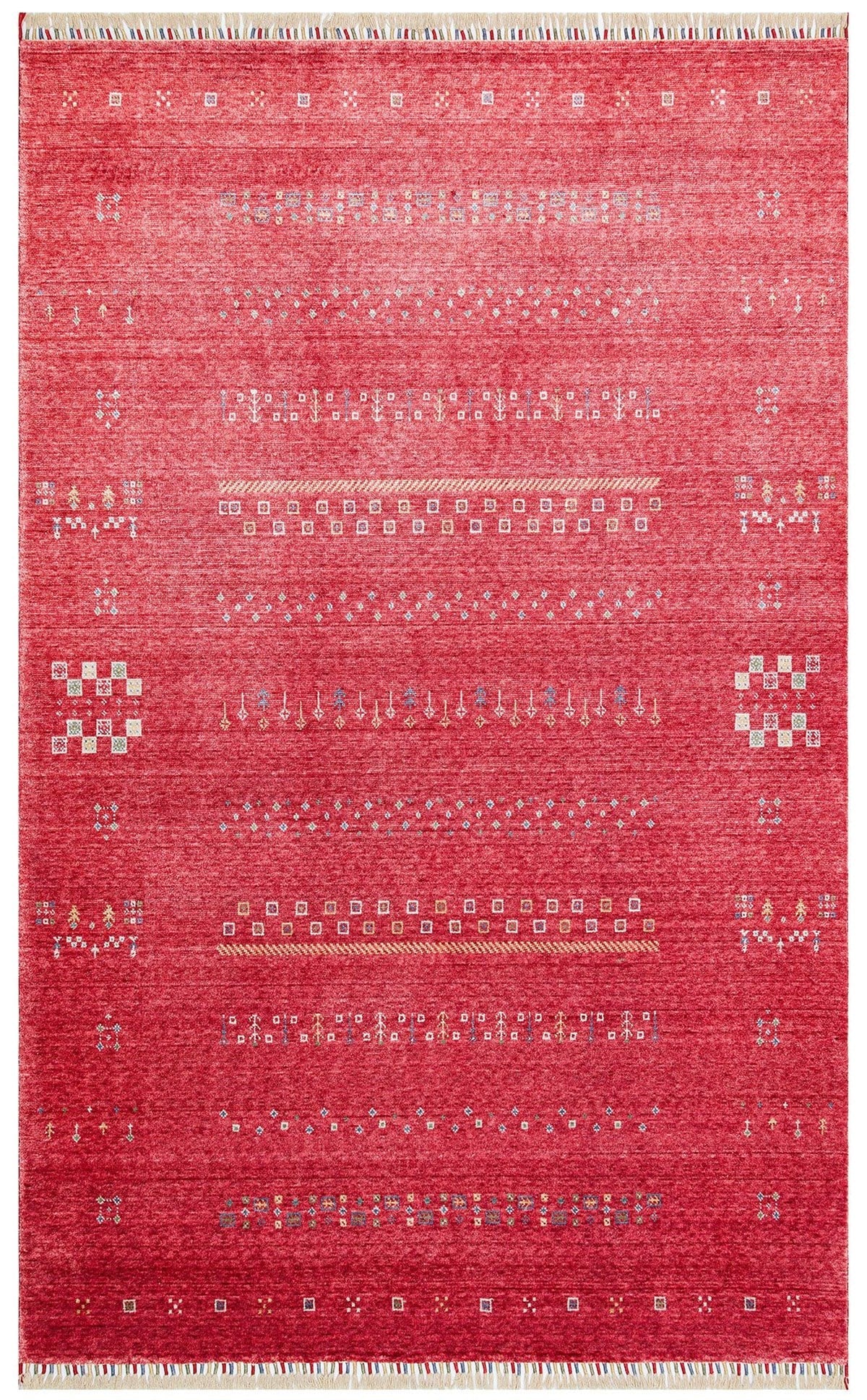 ZARA ZR 06 RED Otantik Desenli Özel Hav Vermeyen ve Kolay Temizlenebilir Tensel Kullanılarak El Emeği ile Özel Tezgahlarda Üretilen Modern Uşak Halısı