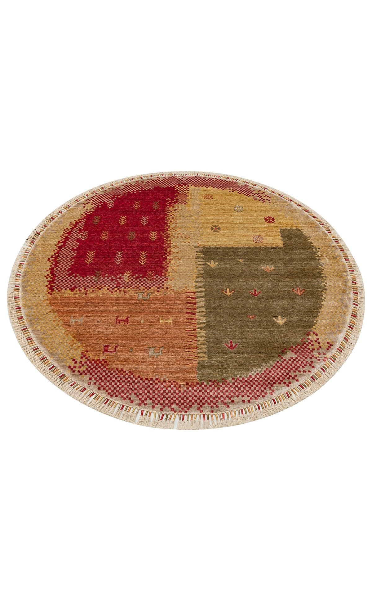ZARA ZR 07 BEIGE AUTUMN Q Otantik Desenli Özel Hav Vermeyen ve Kolay Temizlenebilir Tensel Kullanılarak El Emeği ile Özel Tezgahlarda Üretilen Modern Uşak Halısı