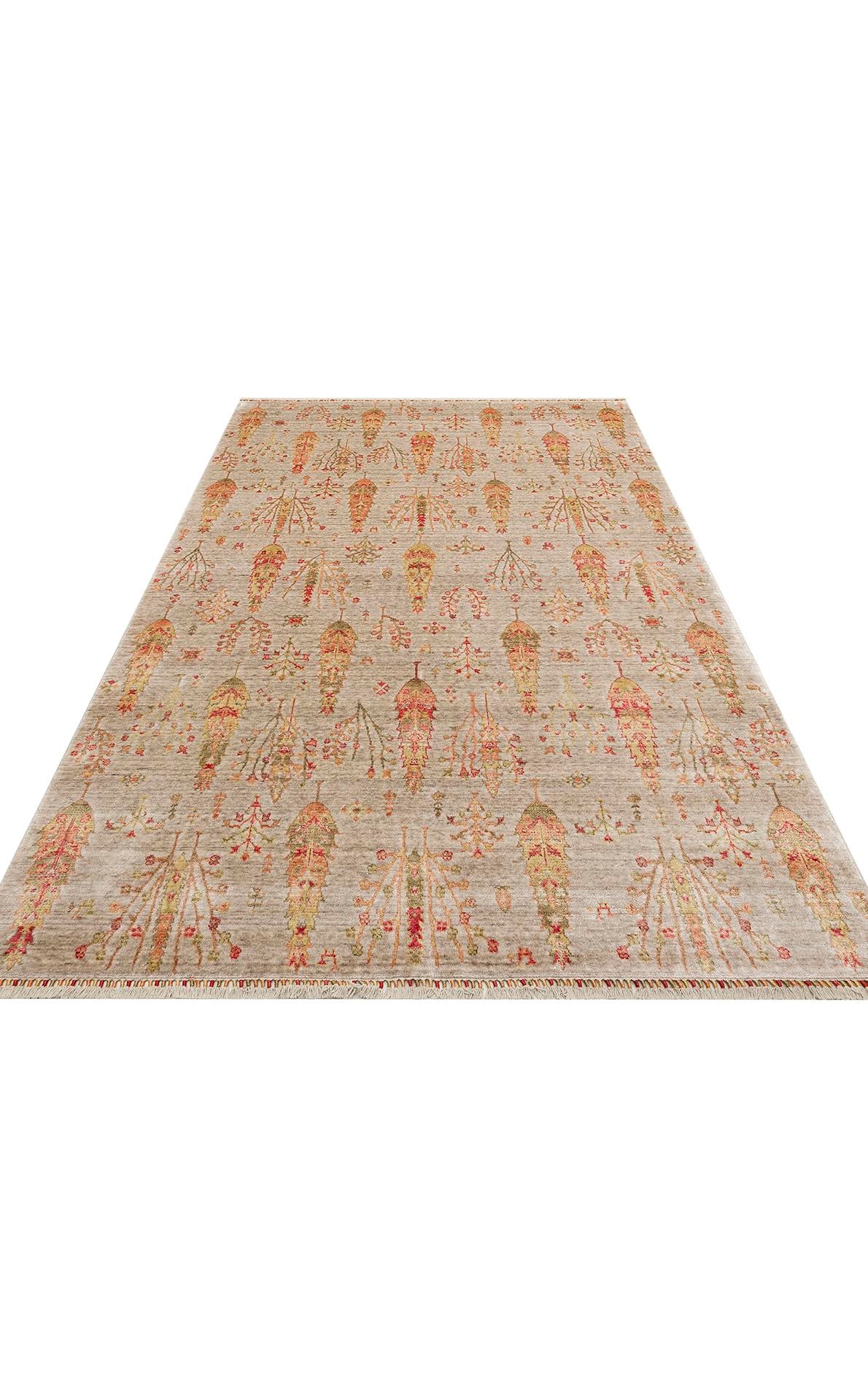 ZARA ZR 08 BEIGE AUTUMN Otantik Desenli Özel Hav Vermeyen ve Kolay Temizlenebilir Tensel Kullanılarak El Emeği ile Özel Tezgahlarda Üretilen Modern Uşak Halısı