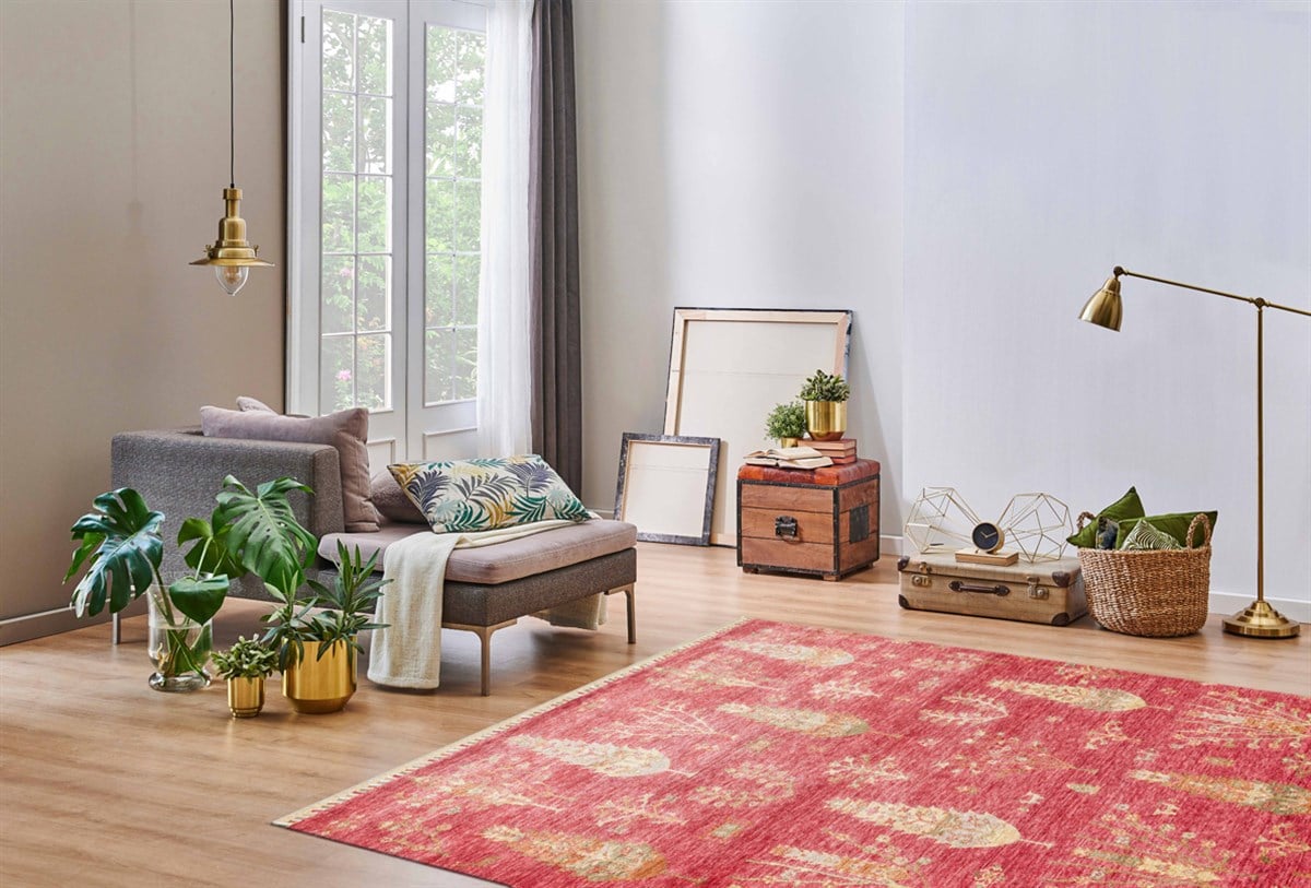 ZARA ZR 08 RED AUTUMN Otantik Desenli Özel Hav Vermeyen ve Kolay Temizlenebilir Tensel Kullanılarak El Emeği ile Özel Tezgahlarda Üretilen Modern Uşak Halısı