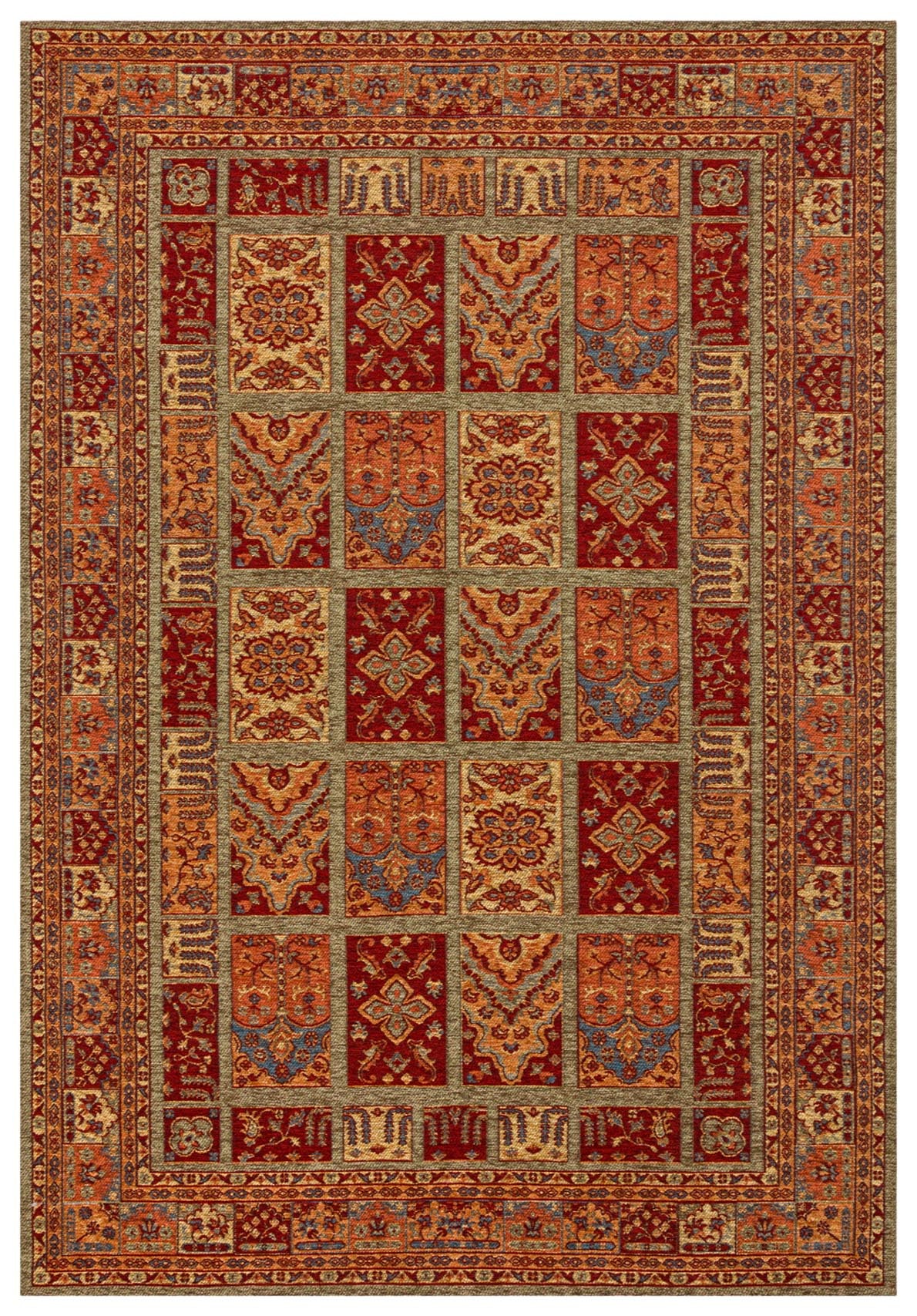 ANADOLU KILIM AND 12 MULTY  Geleneksel Anadolu Motifli Yıkanabilir Kaymaz Tabanlı Şönil Dokuma Halı