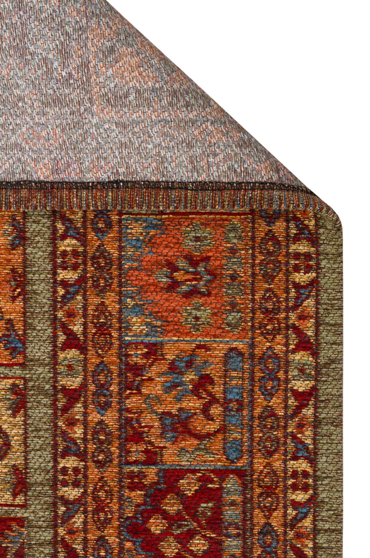 ANADOLU KILIM AND 12 MULTY  Geleneksel Anadolu Motifli Yıkanabilir Kaymaz Tabanlı Şönil Dokuma Halı
