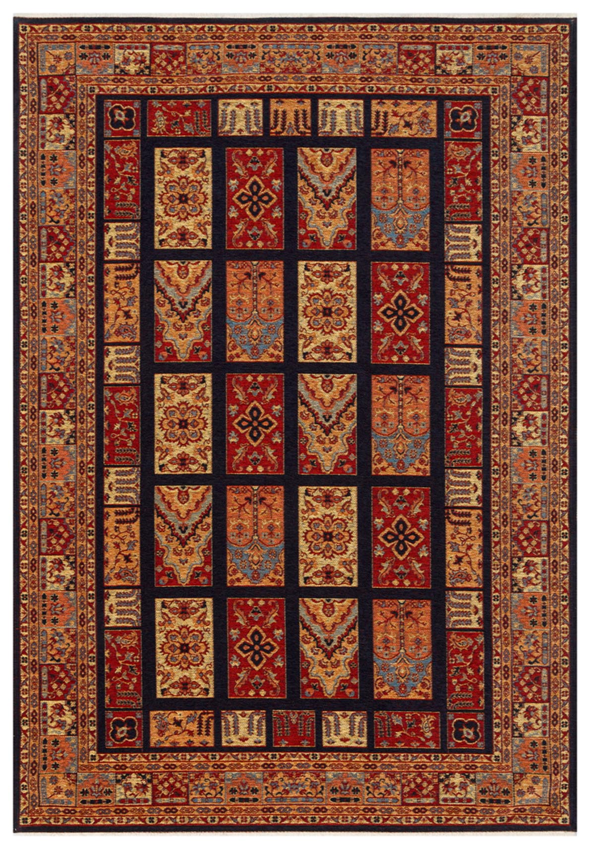 ANADOLU KILIM AND 12 NAVY MULTY  Geleneksel Anadolu Motifli Yıkanabilir Kaymaz Tabanlı Şönil Dokuma Halı