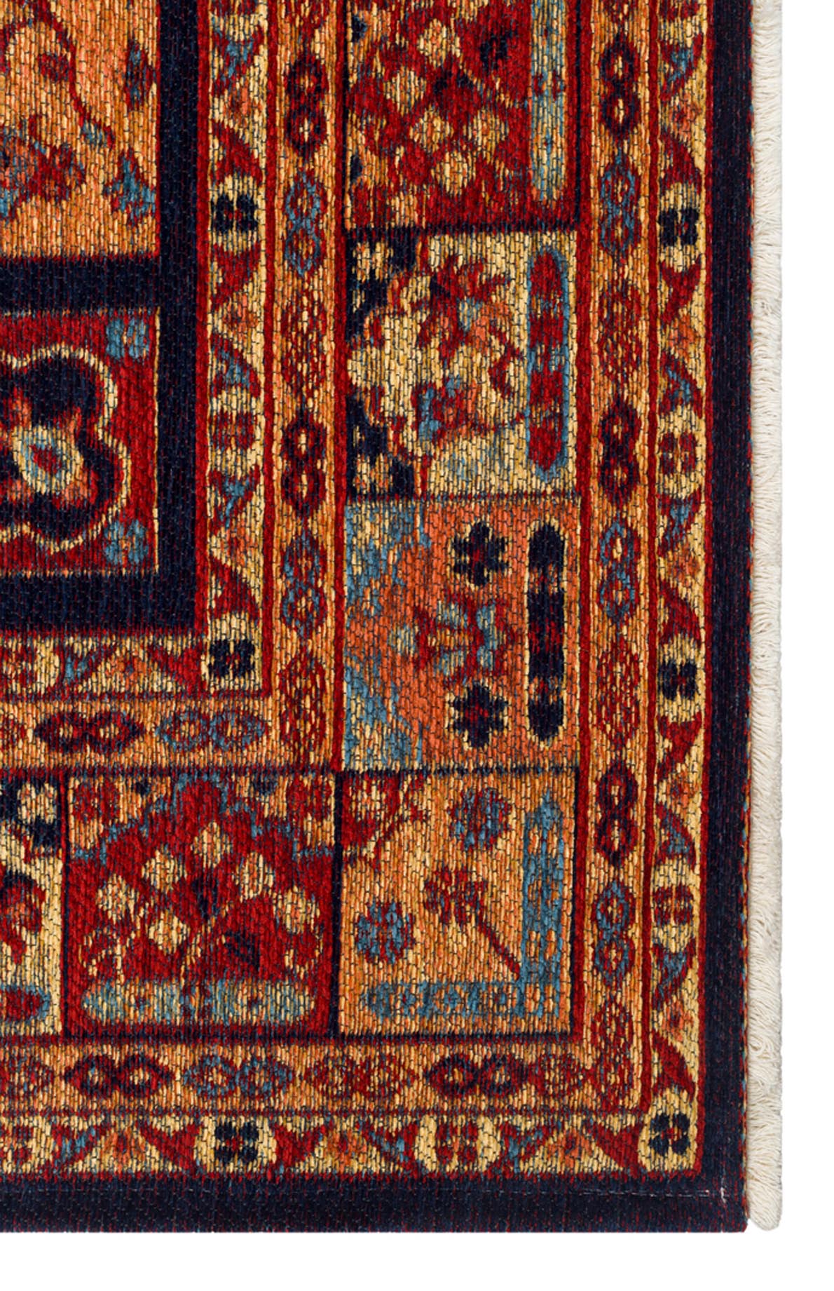 ANADOLU KILIM AND 12 NAVY MULTY  Geleneksel Anadolu Motifli Yıkanabilir Kaymaz Tabanlı Şönil Dokuma Halı