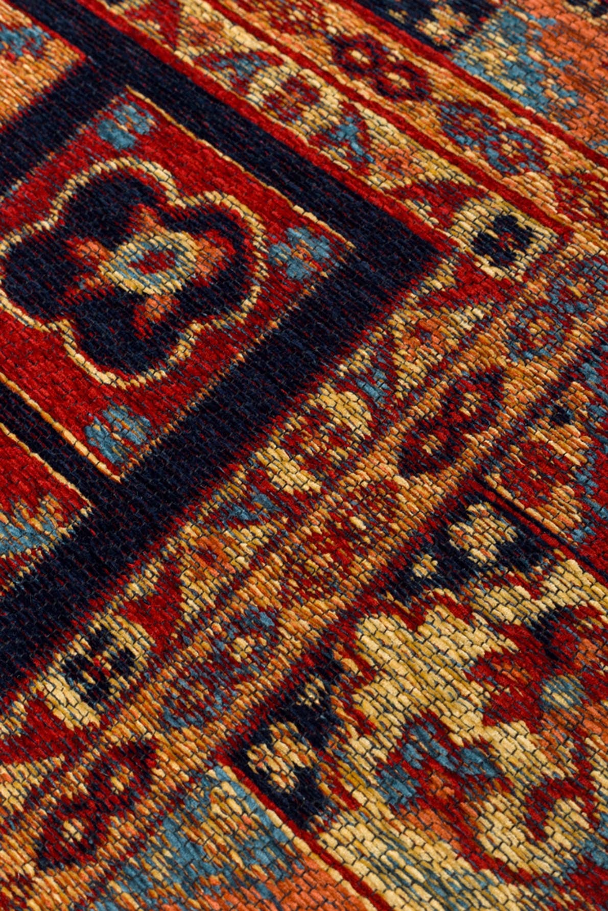 ANADOLU KILIM AND 12 NAVY MULTY  Geleneksel Anadolu Motifli Yıkanabilir Kaymaz Tabanlı Şönil Dokuma Halı