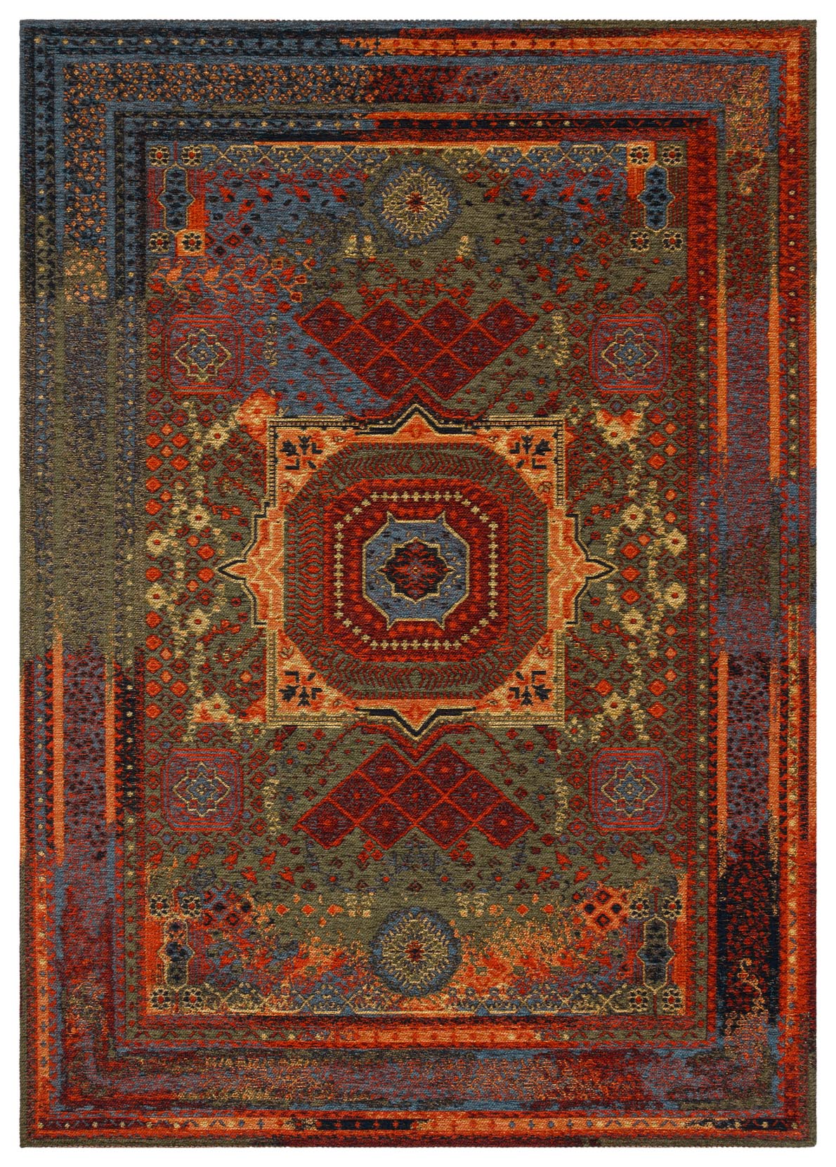 ANADOLU KILIM AND 13 MULTY  Geleneksel Anadolu Motifli Yıkanabilir Kaymaz Tabanlı Şönil Dokuma Halı