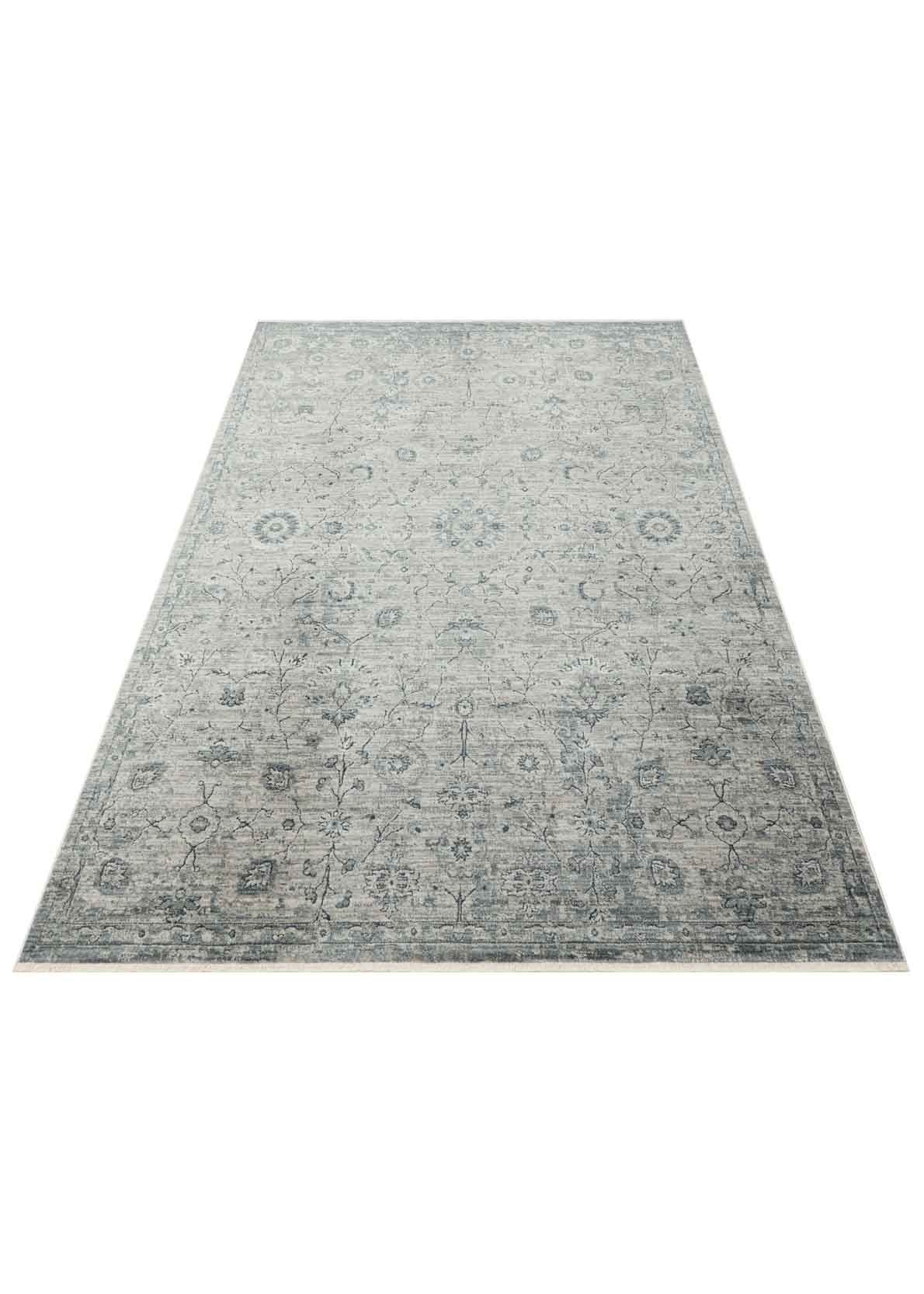 AJMER JM 01 BLUE  Özel Yumuşak Tuşeli Tonsürton Vintage Makine Halısı