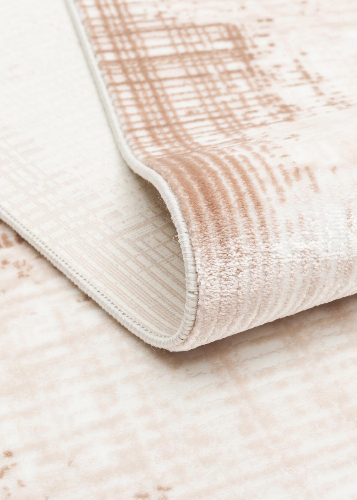 PERA PERA 01 BEIGE  Yıkanabilir Modern Desenli Kaymaz Tabanlı Akrilik Makine Halısı