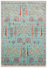 ZARA ZR 22 TURQUOISE  Otantik Desenli Özel Hav Vermeyen ve Kolay Temizlenebilir Tensel Kullanılarak El Emeği ile Özel Tezgahlarda Üretilen Modern Uşak Halısı