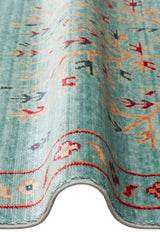 ZARA ZR 22 TURQUOISE  Otantik Desenli Özel Hav Vermeyen ve Kolay Temizlenebilir Tensel Kullanılarak El Emeği ile Özel Tezgahlarda Üretilen Modern Uşak Halısı